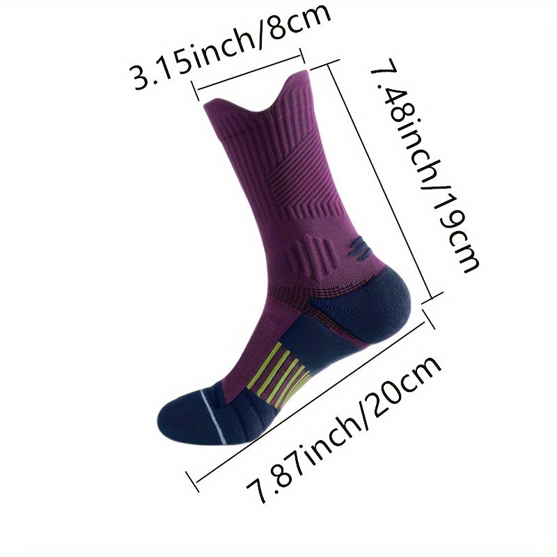 3/6/10 Double Large Size Thick Autumn And Winter Warm Pressure Relief Shockproof Non-Slip Sports Socks for Basketball, Football, Running, And Hiking for Men