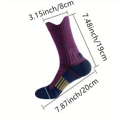 3 Pairs of Men'S Plus Size Thick Sports Socks for Autumn And Winter Warmth, Designed to Reduce Pressure, Shock And Prevent Slipping, Suitable for Basketball, Football, Running And Mountain Climbing