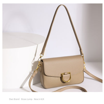 1pc Women's Top-Grain Cowhide Leather Crossbody Bag - Minimalist Square Design with Golden-Tone Hardware, Adjustable Strap & Zipper Closure, Beige/Tan/Black/Green - Casual Everyday Purse for Commuting, Work & Travel, Durable