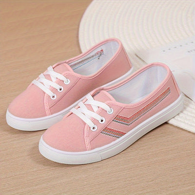 Women's Simple Canvas Shoes, Casual Lace Up Outdoor Shoes, Comfortable Low Top Sneakers