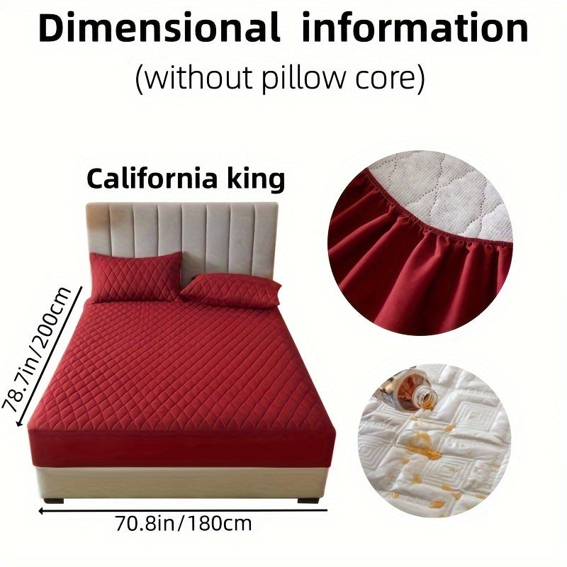 2/3pcs Set of Quilted Waterproof Bed Cover in Multiple Colors, Waterproof Mattress Protector, Bed Cover And Pillowcase Set, Non-Slip Full Coverage Bed Cover.