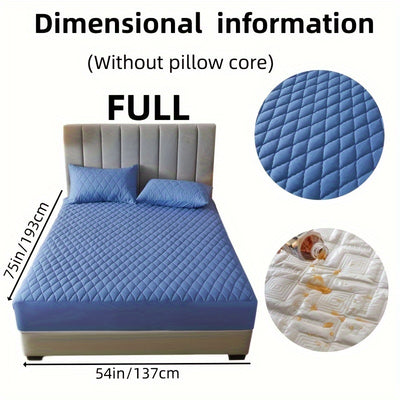 2/3pcs Set of Quilted Waterproof Bed Cover in Multiple Colors, Waterproof Mattress Protector, Bed Cover And Pillowcase Set, Non-Slip Full Coverage Bed Cover.