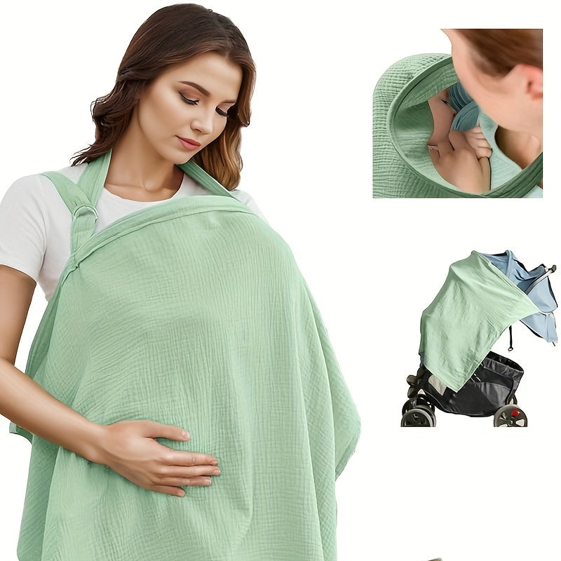 Mint Green Breathable Nursing Cover - Multi-Functional Lactation Cloth for Discreet Breastfeeding, Lightweight & Portable for Summer Use, Perfect for New Moms on the Go, Care Accessory | Versatile Nursing Cover | Lightweight
