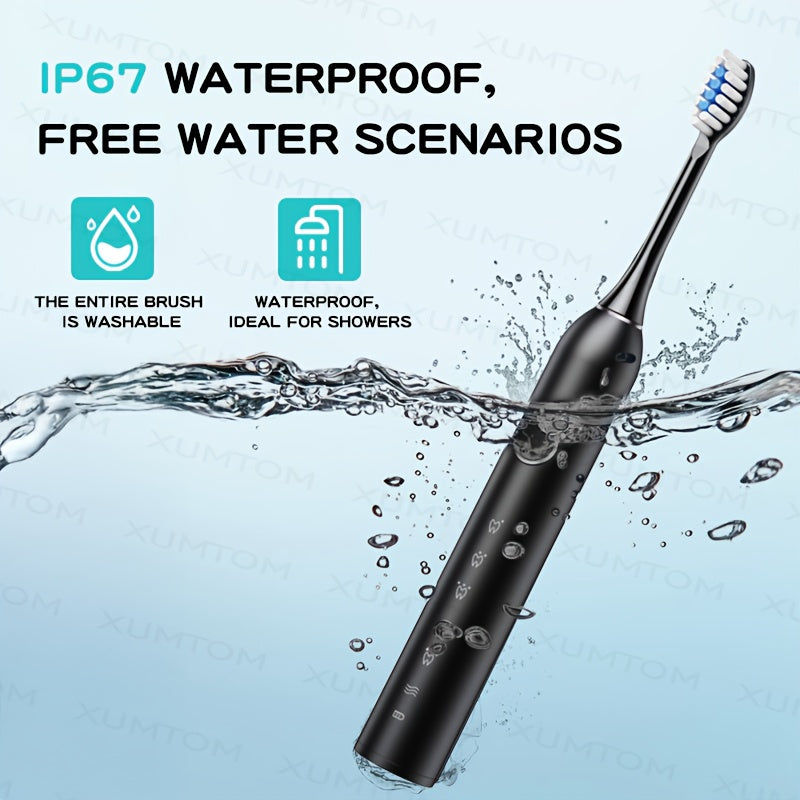 Adult Sonic Electric Toothbrush 8 Brush Head Set, Includes Storage Box + Toothbrush Holder, 6 Cleaning Modes, Smart Timer, Suitable for Sensitive Gums, Travel Outdoor, Life, USB Charging, 2025 Christmas Gift, New Year, Valent