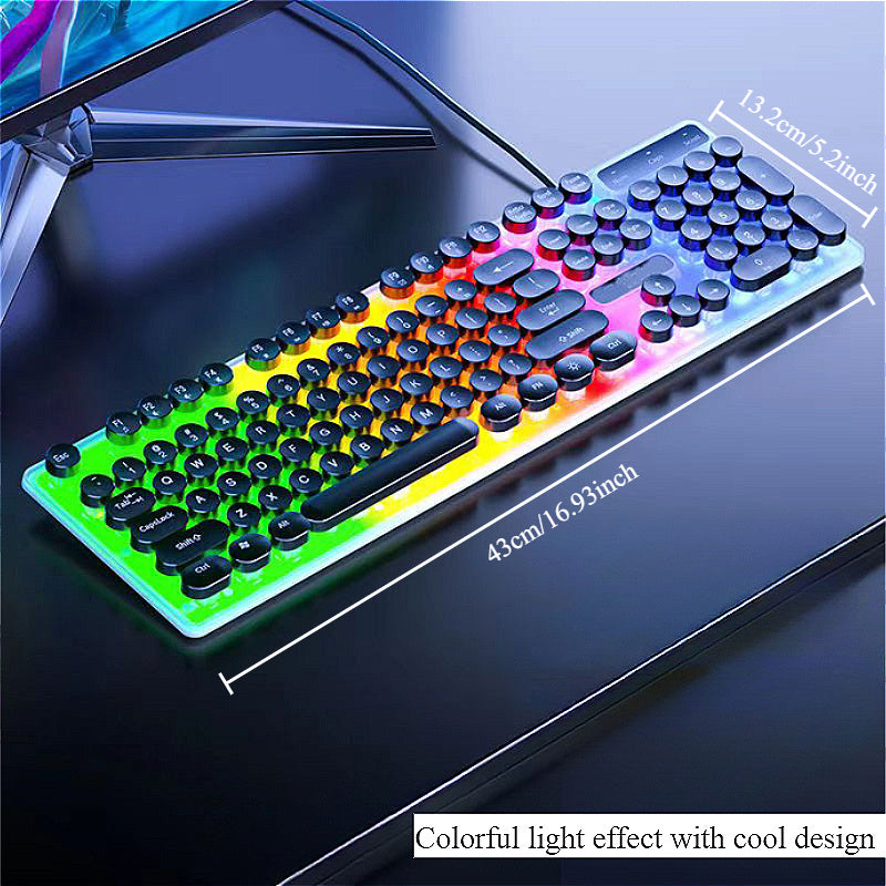 104-Key Full-Size Mechanical Gaming Keyboard with RGB Backlighting, Mechanical Keys & Multi-Function Knob - Heavy-Duty All-Metal Construction, Punk Retro Design For Gaming, Office, Programming - Wired Usb Gaming Keyboard