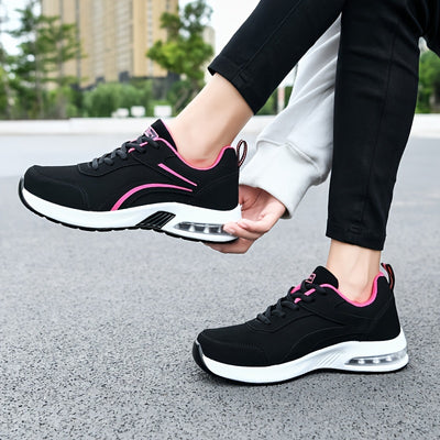 Spring and Autumn New Air Cushion Women's Shoes Fashion Sports Shoes Soft Sole Anti-Slip Casual Travel Shoes Versatile Black Running Shoes Trendy