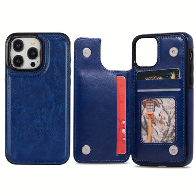 جراب iPhone قابل للطي من الجلد الصناعي عالي الجودة مع فتحات للبطاقات وحامل مقاوم للصدمات متوافق مع موديلات مختلفة بما في ذلك X XR XS Max 11 pro 12 pro 13 pro 14 15 16 SE 6 7 8 plus