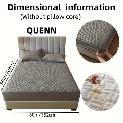 2/3pcs Set of Quilted Waterproof Bed Cover in Multiple Colors, Waterproof Mattress Protector, Bed Cover And Pillowcase Set, Non-Slip Full Coverage Bed Cover.