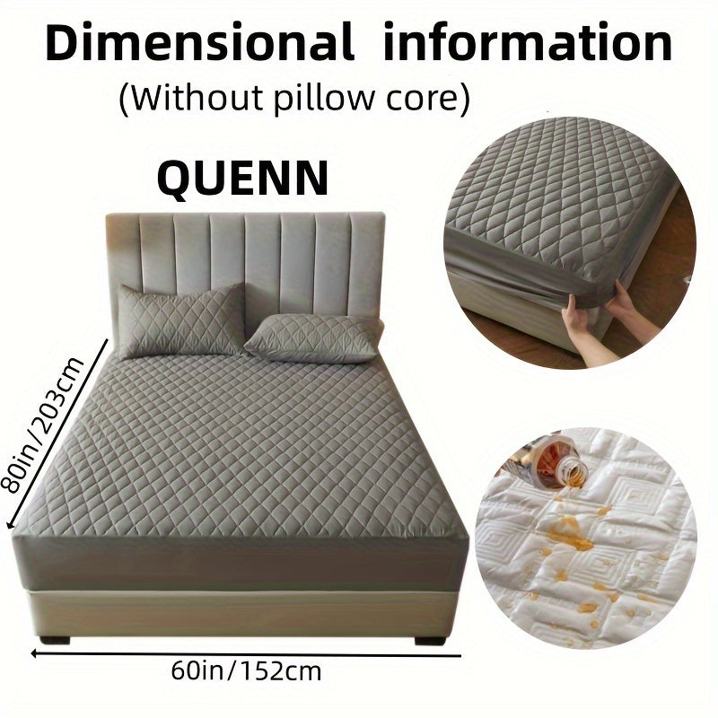 2/3pcs Set of Quilted Waterproof Bed Cover in Multiple Colors, Waterproof Mattress Protector, Bed Cover And Pillowcase Set, Non-Slip Full Coverage Bed Cover.