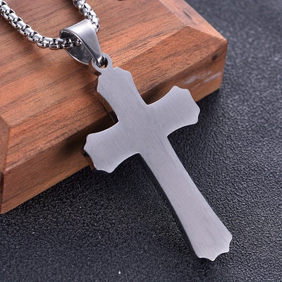 Alpaca Men's 202 Stainless Steel Multi-Layer Cross Pendant Necklace with Black Enamel & Accents - Edgy Modern Design for Festive Occasions, Parties, Music Festivals - Year-Round Versatile Jewelry, Festival Necklace, Intricate