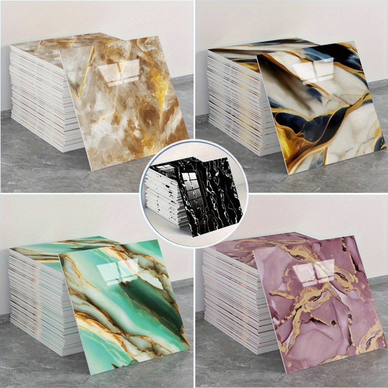 30pcs Marble Wall Stickers - Self-Adhesive Foam Panels, Thickened Design Vinyl Wallpaper for Bathroom, Living Room, Kitchen, Bedroom Renovation - Easy Peel & Stick Home Decor, Wall Stickers for Walls, Kitchen Makeover, Elegan