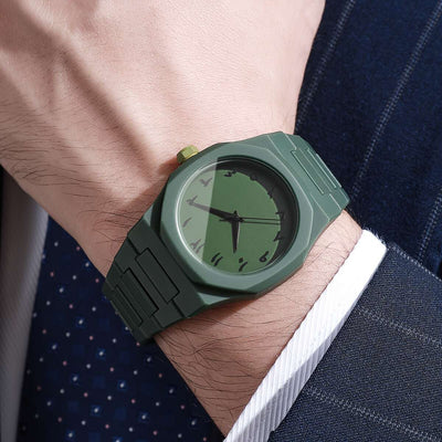 1pc Men'S Fashionable Quartz Watch with Arabic Numerals, Blue Dial & Black Strap - Stylish Minimalist Design, Battery-Powered, Non-Rechargeable, Includes Watch Box (Box Not Included), Everyday Timepiece, Sleek Watch Face, Dur