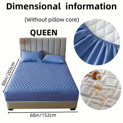2/3pcs Set of Quilted Waterproof Bed Cover in Multiple Colors, Waterproof Mattress Protector, Bed Cover And Pillowcase Set, Non-Slip Full Coverage Bed Cover.