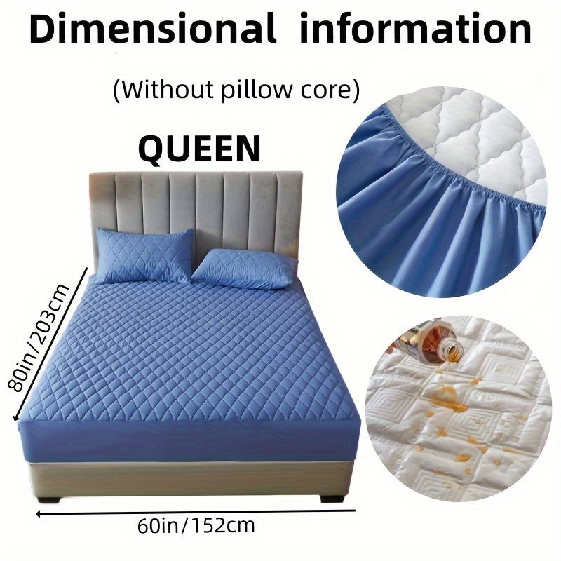 2/3pcs Set of Quilted Waterproof Bed Cover in Multiple Colors, Waterproof Mattress Protector, Bed Cover And Pillowcase Set, Non-Slip Full Coverage Bed Cover.