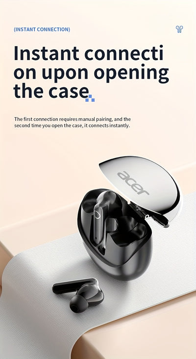 ACER HiFi High-definition Stereo Sound TWS Wireless Earbuds with Call Noise Cancellation, Long Standby Time, Dual Core 5.4 Wireless Chip, HIFI Grade Stereo Sound, Lightweight Touch Design, Fashionable Design, Comfortable for