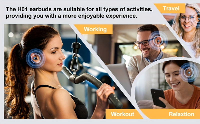 Bluetooth headphones V 5.4 version, lightweight headphones, deep bass effect, built-in microphone, clear calls, suitable for exercise.