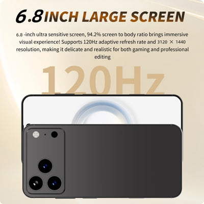 I17 Pro Max The global version of the smartphone, equipped with the Android 14 system, features a 6.8-inch high-definition screen, 12GB of RAM and 512GB of storage space, 72MP + 108MP cameras. It is a mobile smartphone.