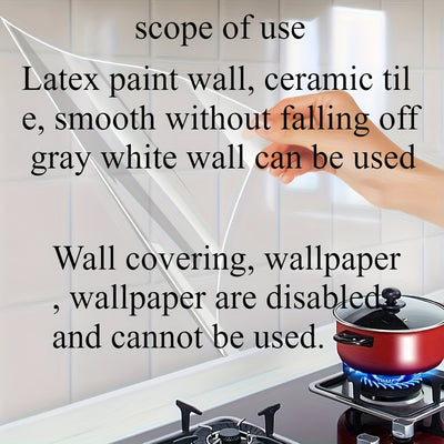 2m Long Invisible Kitchen Oil-Proof Film - High-Temperature Resistant, Static Cling Plastic Protector, Clear Grease & Dirt Barrier for Stove and Countertops, Stove Top Protectors