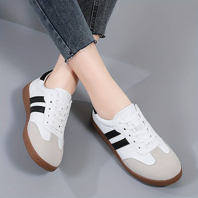 Stylish Comfort Soft Sole Flat Sports Sneakers - Round Toe, Low-Top, Breathable, Lightweight, Soft Upper, Comfortable Walking Shoes for Women - Ideal for Casual, Daily, Outdoor Activities