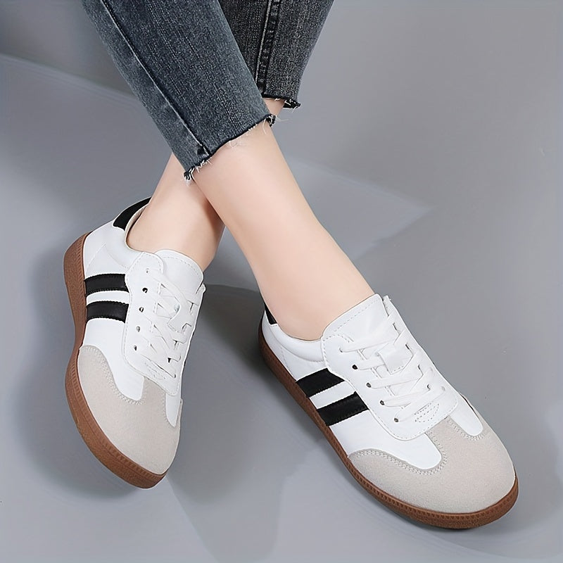 Stylish Comfort Soft Sole Flat Sports Sneakers - Round Toe, Low-Top, Breathable, Lightweight, Soft Upper, Comfortable Walking Shoes for Women - Ideal for Casual, Daily, Outdoor Activities