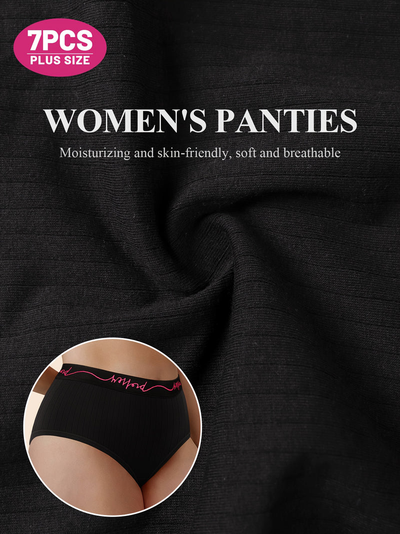 7pcs Pack Plus Size Underwear, Oversized Women&