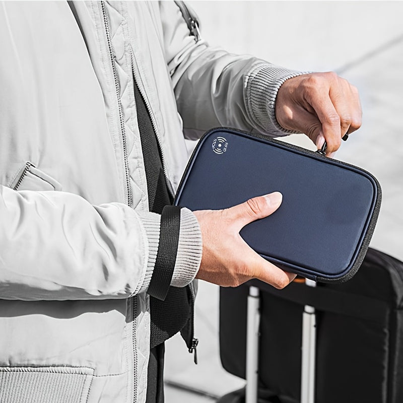 محفظة جواز سفر منزلية مع فتحات لبطاقة SIM وإبر منبثقة، محفظة جواز سفر سفر مانعة لتقنية تحديد الهوية بموجات الراديو، منظم مستندات مع حزام معصم، تحمل ما يصل إلى 6 جوازات سفر، 9 بطاقات ائتمان، قماش أكسفورد خفيف الوزن، سحاب قابل للتعديل