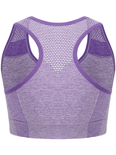 3pcs Plus Size Sports Bras, Polyamide Blend, Hollow Mesh Design, Low Support, Removable Padding, Crew Neck, Medium Stretch, Knit Fabric, with Casual Wear for Women'S Activewear