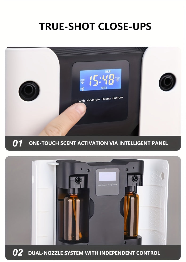 Waterless Essential Oil Diffuser for Home & Hotel, Spa, Office – Max 3000 sq ft Coverage, 2*160ml Capacity, Hotel Series Nebulizing Diffuser with Intelligent Aroma Air Dispersion, Wall-Mountable Design, Ultra-Quiet 35dB Whi