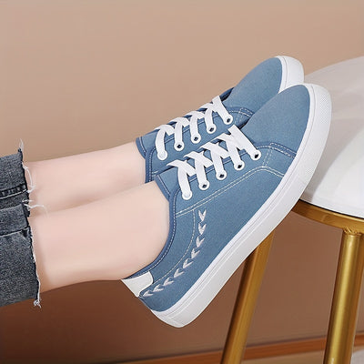 Women's Simple Canvas Shoes, Casual Lace Up Outdoor Shoes, Comfortable Low Top Sneakers