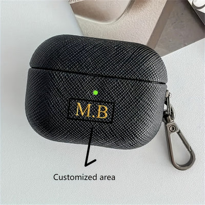 Personalized Initials Letters Customize New Earphone Case for Airpods 1 2 3 4 Pro 2 Luxury Cross Pattern with Keychain Cover, Synthetic Faux Leather, with Keychain, for Airpods Case | Luxury Design | Durable Earphone Case, Ea