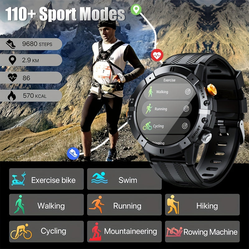 [Smart Watch] 1.52" Synwoo Smart Watch, Touchscreen Outdoor Sports Watch | 410mAh Battery, Pedometer, 100+ Exercise Modes, Camera Control, Weather Forecast, Swimming Mode, Black Strap, Outdoor Fitness Gear