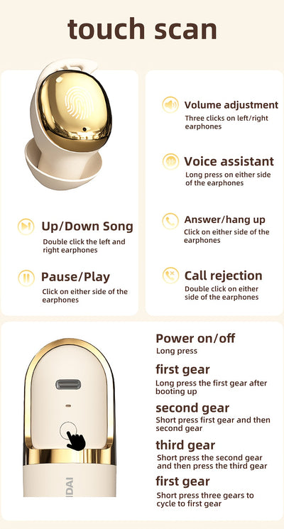 HYUNDAI HY-S13 2025 Wireless Earbuds - 100+ Hour Battery Life, 0 Pressure Sensation, 6.0 Flash Connection, 6.0 Wireless, 6.0 Wireless Earbuds with 6.0 Wireless Technology, Comfortable Fit For Everyday Use, Sleek Earbud Design