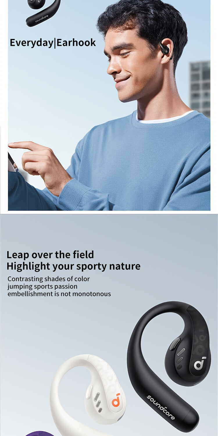 Soundcore AeroFit Pro Wireless Earbuds, Open-Ear Design for Comfortable Long-Term Wear, Strong Sound Quality, 2-in-1 Use, Built-in Microphone, 16.2mm Speakers, USB-C Charging, Ideal for Running and Outdoor Activities, Outdoor