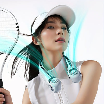 1pc 2025 New Portable Neck Fan, Bladeless Fan, Upgraded with Rotatable Airflow Direction, 360° Surround Outlet, Wearable Neck Fan Rechargeable, Perfect for Outdoor, Sports, Camping, Travel Use