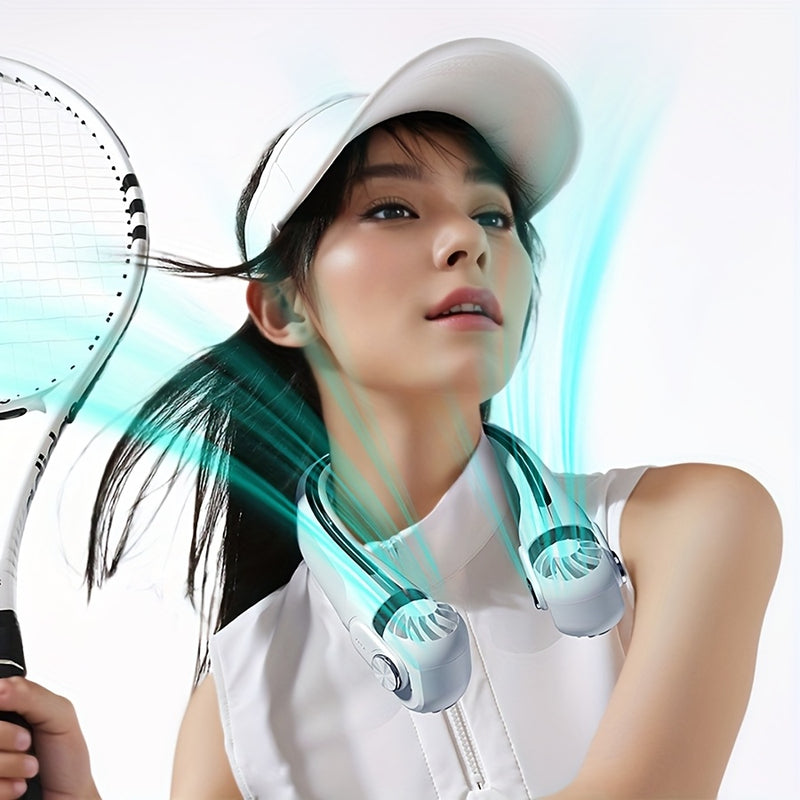 1pc 2025 New Portable Neck Fan, Bladeless Fan, Upgraded with Rotatable Airflow Direction, 360° Surround Outlet, Wearable Neck Fan Rechargeable, Perfect for Outdoor, Sports, Camping, Travel Use
