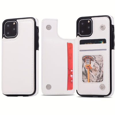 جراب iPhone قابل للطي من الجلد الصناعي عالي الجودة مع فتحات للبطاقات وحامل مقاوم للصدمات متوافق مع موديلات مختلفة بما في ذلك X XR XS Max 11 pro 12 pro 13 pro 14 15 16 SE 6 7 8 plus