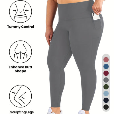 Women'S High-Waist Yoga Leggings with Side Pockets - Stretchy, Tummy Control, Sculpting Design, Black, Slim Fit, High Waisted, Perfect for Sports & Casual Wear, Workout Leggings | Slim Fit Leggings | High Waisted Legging