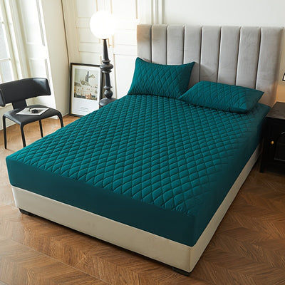2/3pcs Set of Quilted Waterproof Bed Cover in Multiple Colors, Waterproof Mattress Protector, Bed Cover And Pillowcase Set, Non-Slip Full Coverage Bed Cover.