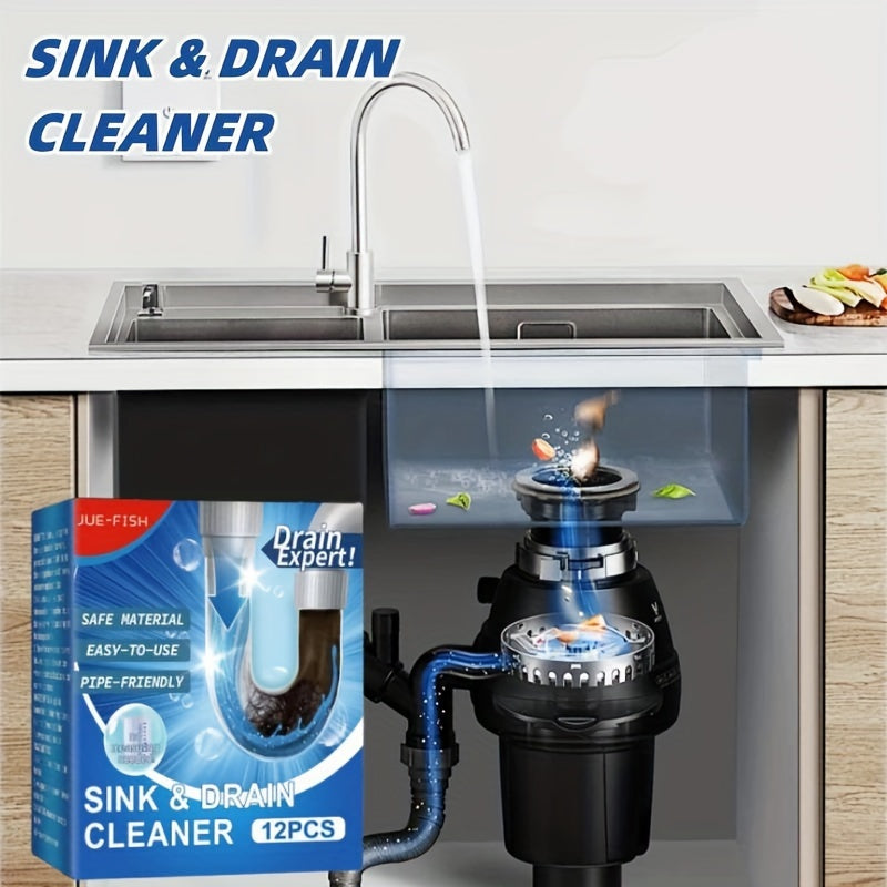 12pcs High-Quality Drain Cleaner - Powerful Kitchen Sink & Pipe Unclogging Powder, Safe for All Surfaces, Sewer Cleaning, Pipe Cleaning Powder