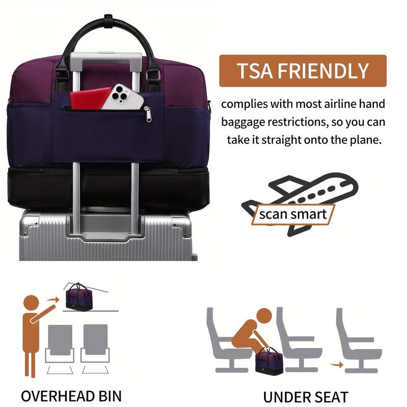 مجموعة حقائب سفر بسيطة ذات سعة كبيرة، حقيبة يد خفيفة الوزن بسحاب، حقيبة محمولة للاستخدام اليومي مع حزام قابل للفصل، حقيبة للجنسين للاستخدام اليومي