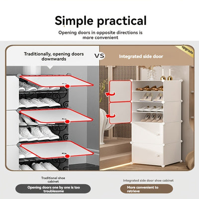 Expandable Shoe Rack with Doors - Portable Organizer for 8-60 Pairs of Shoes, Boots & Slippers - No Assembly Required