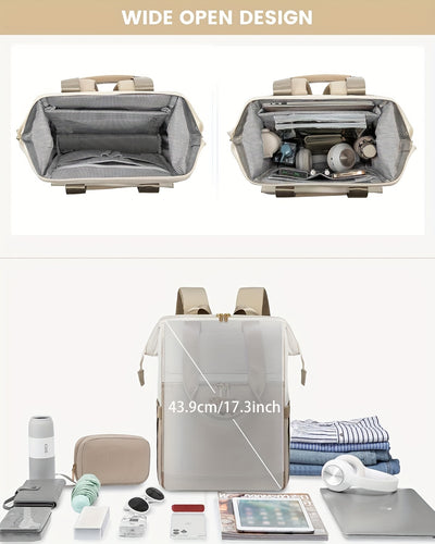 Stylish Women'S Convertible Laptop Backpack - Soft Shell Nylon, Multiple Compartments, Zipper Closure, Ideal for School, Travel & Leisure, Available in Gray, Pink, Blue, Red, Black, Backpack for School