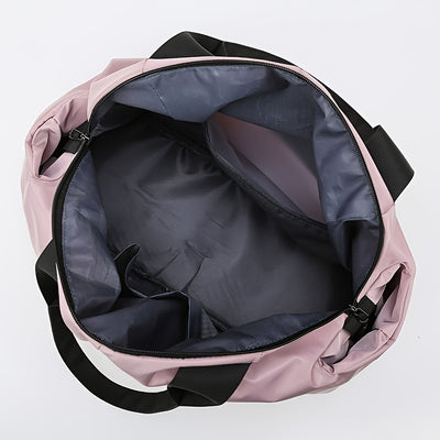 [Pink Gym Bag] Lightweight Pink Nylon Gym Bag for Women | Versatile Wet/Dry Separation, Adjustable Strap, Zip Closure, Portable Travel Bag for Short Trips, Sports Bag