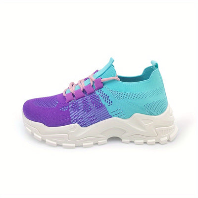 Women's Breathable Mesh Platform Sneakers, Casual Lace Up Outdoor Shoes, Comfortable Lwo Top Sport Shoes