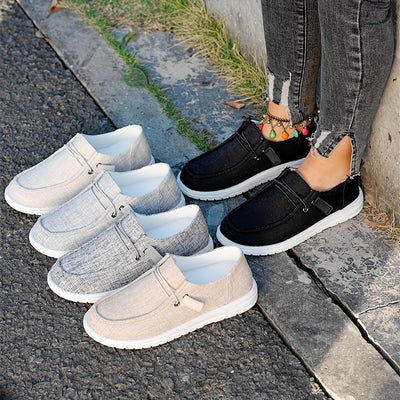 Women's Simple Flat Canvas Shoes, Casual Lace Up Outdoor Shoes, Lightweight Low Top Sneakers