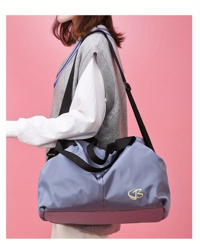 [Pink Gym Bag] Lightweight Pink Nylon Gym Bag for Women | Versatile Wet/Dry Separation, Adjustable Strap, Zip Closure, Portable Travel Bag for Short Trips, Sports Bag