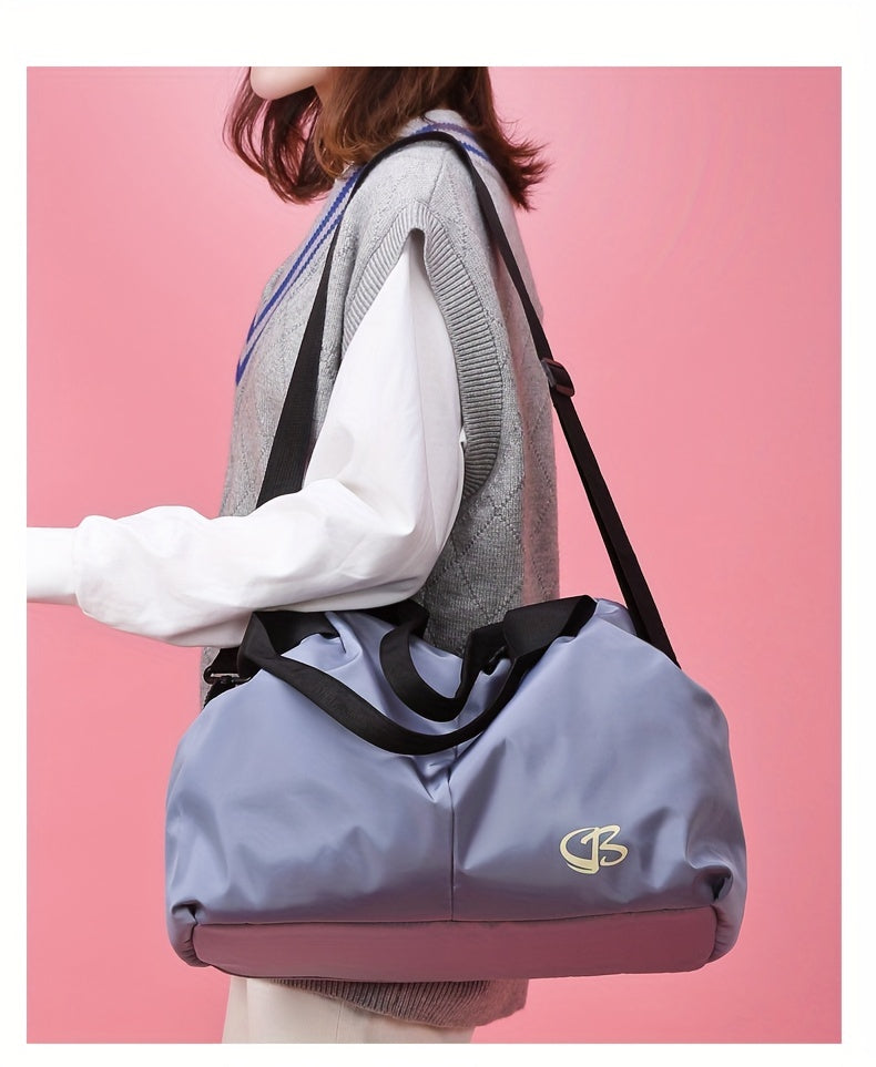 [Pink Gym Bag] Lightweight Pink Nylon Gym Bag for Women | Versatile Wet/Dry Separation, Adjustable Strap, Zip Closure, Portable Travel Bag for Short Trips, Sports Bag