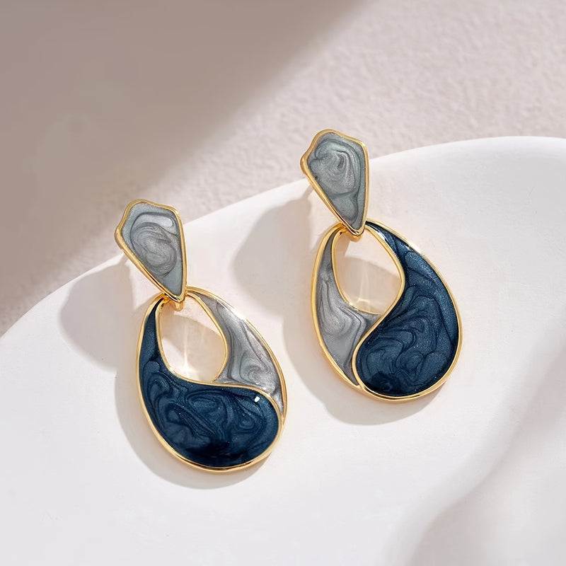 [ Pair of 2pcs, Blue Teardrop Earrings, High-Quality Jewelry, Upgraded Retro Earrings, High-End Decorative Earrings, Suitable for Daily Wear, Wedding Season Accessories, Suitable for Gifts for Girlfriends, Classmates And Good