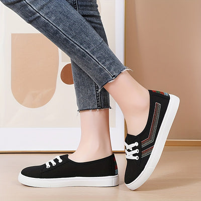 Women's Simple Canvas Shoes, Casual Lace Up Outdoor Shoes, Comfortable Low Top Sneakers