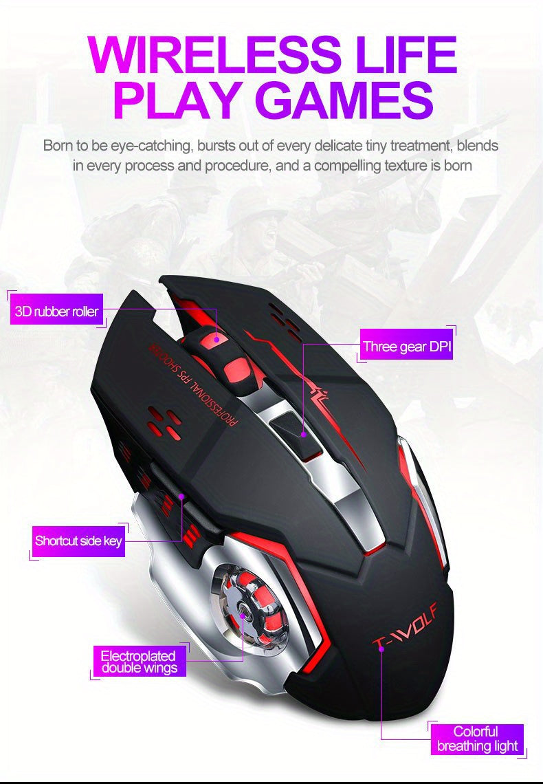 Q13 Wireless Mouse, Wireless Mouse, Rechargeable LED Silent Ultra-Thin Laptop Mouse, Stable And Smooth, Low Latency, with USB Receiver, Suitable Laptops// Computers, Gaming, Office And Entertainment
